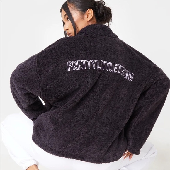 PrettyLittleThing Teddy Borg Side Pocket Jacket - US 10 - Picture 2 of 5